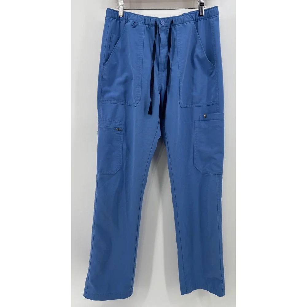 FIGS Cairo Cargo Straight Leg Scrub Pants Men's Medium Blue Technical Collection